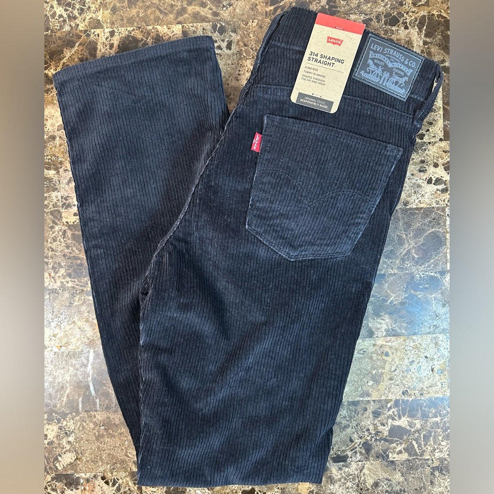 314 Women’s Levi’s Shaping Straight Corduroy Black Jeans Pants